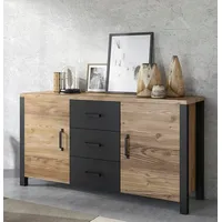 Home Affaire Sideboard "Olin WM", schwarz (appenzeller fichte, appenzeller fichte, schwarz supermatt), B:147cm H:79cm T:43cm, Sideboards, Sideboard