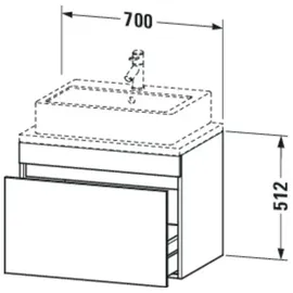Duravit DuraStyle Waschtischunterschrank DS530104918, 70 x 47,8 cm, graphit matt, für Konsole, 1 Auszug,