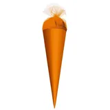 ROTH Bastel-Schultüte klein orange - 50 cm rund - mit orangefarbenem Tüllverschluss