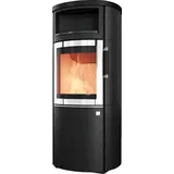 Kaminofen HARK 44-5.8 GT FlameKat Raumluftunabhängig 8 kW - Ofenkacheln: opak-schwarz Carbonoptik - Korpus: graphit/verchromt