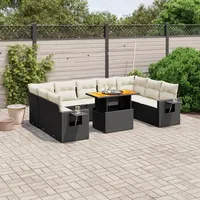 SECOLI Polyrattan Lounge Gartenlounge Set Gartenmöbel Wetterfest Garten Sofa Set Balkonlounge Set Sitzgruppe Lounge Sofagarnitur mit Verstellbare Tischplatte-Schwarz und Creme-10-tlg-3