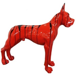 Casa Padrino Designer Dekofigur Hund Deutsche Dogge Rot / Schwarz 125 x H. 110 cm - Lebensgroße Deko Skulptur - Wetterbeständige Tierfigur