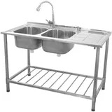 MONSTER SHOP Gastrospüle rechts Einbauart silber Handbetätigung 1200 x 790 mm