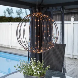 LED Drahtkugel - Leuchtkugel - D: 50cm - 198 warmweiße LED - 8 Funktionen - faltbar - schwarz