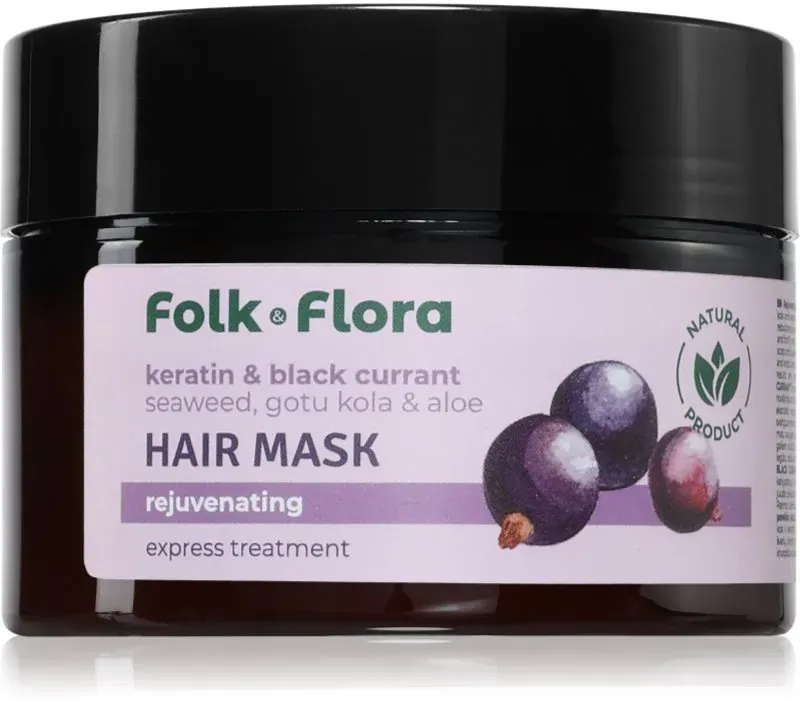 Folk & Flora Keratin & Black Currant regenerierende Maske für die Haare 200 ml