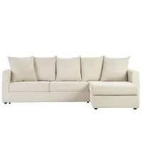 Ecksofa rechts umwandelbar 4 Sitze in beige Cordstoff mit 13 cm Matratze BACIO
