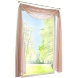 BAILEY JO 1er-Pack Querbehang Transparent Voile Freihanddeko Gardinen Schals (HxB 145x600cm, Sand)