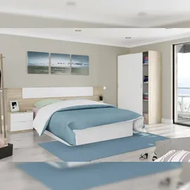 Dmora Garderobe Waterbury, Schlafzimmer Kleiderschrank Mit 2 Schiebetüren, Schrank Mit 3 Einlegeböden Und Kleiderstange, 120x50h200 cm, Eiche Und Weiß