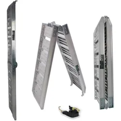TRUTZHOLM 1 x Auffahrrampe klappbar 180 cm Traglast 200kg Alu grau geriffelt ...