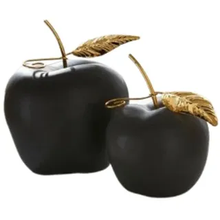 Home-trends24.de Dekofigur Apfel Schwarz Gold Deko Figur Objekt Skulptur 2er Set (2 St) schwarz