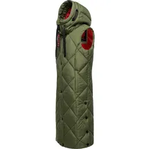 Navahoo warme Damen Winter Steppweste lang mit Kapuze Schnuckel Olive Gr. S - S
