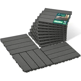 VOUNOT WPC Terrassenfliesen 30 x 30 cm anthrazit