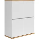 Xora Highboard Weiß, Eiche Artisan, - B/H/T ca. 100,00x121,00x42,00