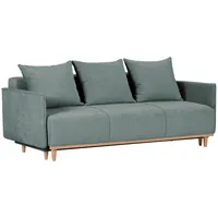 Xora Schlafsofa, Blau, Grün, Textil, Buche, massiv, 3-Sitzer, Füllung: Polyester, 205x75x100 cm, Liegefunktion, Schlafen auf Sitzhöhe, Rücken echt, Wohnzimmer, Sofas & Couches, Schlafsofas, Schlafsofas mit Bettkasten