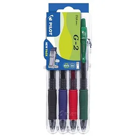 Pilot Pen PILOT G2 Gelschreiber-Set schwarz/transparent, blau/transparent, rot/transparent, grün/transparent 0,4 mm, Schreibfarbe: farbsortiert, 4 St.