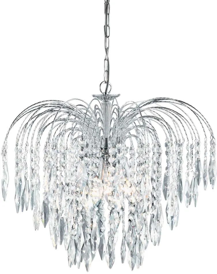 Waterfall, 5Flammige Deckenleuchte, Chrom, Klarer Kristall chrom plattiert klar