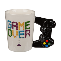 Tasse "Game Over" mit Controller Griff aus Steingut