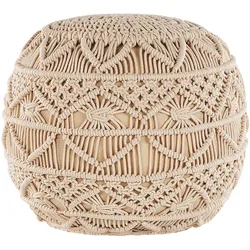 Pouf Makramee Baumwolle beige ⌀ 40 cm KAYSERI