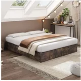 STILVORA Bettgestell 140x200 Jugendbett mit stauraum,Metallbett ohne matratze,kein Kopfteil (Metallbett 140x200 cm ohne Kopfteil, Eisenbett mit 4 Schubladen – Hohe Tragfähigkeit 200 kg, ideal für Loft-Räume, Kinderzimmer und Gästezimmer., 140 x 200 cm), ohne Matratze braun