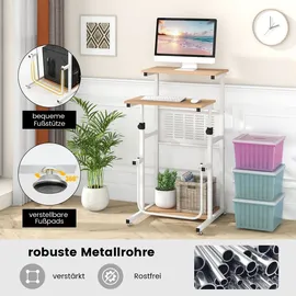 Costway Schreibtisch, Computertisch mit höhenverstellbarer Tischplatte, PC-Tisch stehend, Steh-Sitz Tisch, 55x53x98cm & Braun