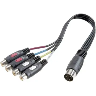SpeaKa Professional SP-7870300 Cinch / DIN-Anschluss Audio Y-Adapter [1x Diodenstecker 5pol (DIN) - 4x Cinch-Buchse] Schwarz
