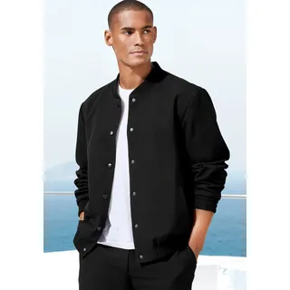 John Devin Blouson "mit Rippkragen", Herren, Gr. M, schwarz, Web, Obermaterial: 77% Polyester, 17% Viskose, 6% Elasthan.