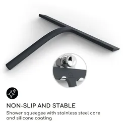Blaze Duschabzieher 28 cm Silikonumhüllung Edelstahlkern modernes Design Schwarz Edelstahl