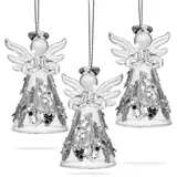 SIKORA BS252 Engel Christbaumschmuck Glas Figur Weihnachtsbaum Anhänger 3er Set