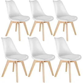 Tectake Esszimmerstuhl Frederikke Textil weiß 6er Set