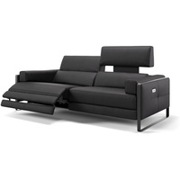 Sofanella 3-Sitzer Sofanella 3-Sitzer MILO Ledersofa Relaxsofa Couch in Schwarz schwarz