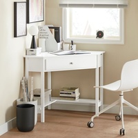 SoBuy® Ecktisch,Schreibtisch,mit Ablage und schublade, weiß,FWT31-W