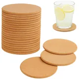 20 Korkuntersetzer Rund, 100x100x3 mm, Kork Untersetzer für Heiße und Kalte Getränke, Ideal für Tischdekoration, Möbelschutz und Barzubehör, Untersetzer Kork