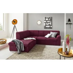 Ecksofa DOMO COLLECTION "Topper L-Form", lila (beere), B:237cm H:78cm T:200cm, Sofas, mit Ottomane, wahlweise mit Schlaffunktion