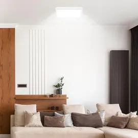 B.K.Licht Briloner Slim Case LED Deckenlampe, Indirektes Licht, Neutralweißes Licht, Weiß, 29 x 29 x 3 cm