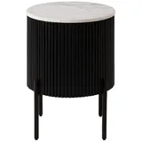 MASSIVMOEBEL24.DE Beistelltisch rund Schwarz Mango 40 x 40 x 52 cm