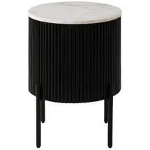 MASSIVMOEBEL24.DE Beistelltisch rund Schwarz Mango 40 x 40 x 52 cm