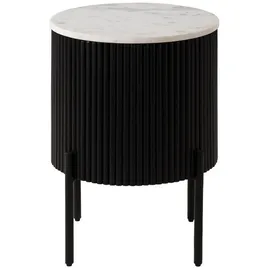 MASSIVMOEBEL24.DE Beistelltisch rund Schwarz Mango 40 x 40 x 52 cm
