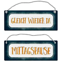 Trendaffe Mittagspause oder Gleich wieder da Wendeschild mit Kordel