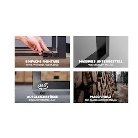 Bartisch Baumkante massiv Akazie nussbaum 90 x 90 schwarz Quebec