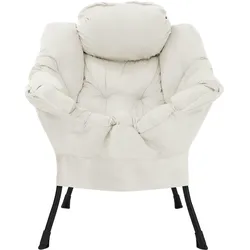 ML-Design Sessel Relaxsessel Loungesessel Wohnzimmersessel Ohrensessel Baumwolle Creme