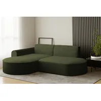 Fun Möbel Ecksofa Designersofa BONDY in Stoff Neve Dunkelgrün