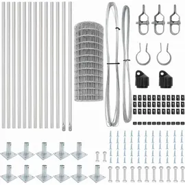 vidaXL Zaun mit Pfosten 0,6 x 25 m Silber/Stahl