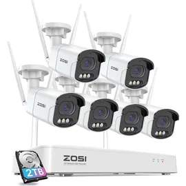 ZOSI 4MP WLAN Überwachungskamera Set Außen Weiß