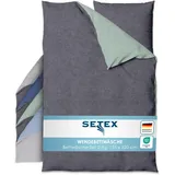 Setex Wendebettwäsche Meliert Grau/Grün 155 x 220 cm + 80 x 80 cm