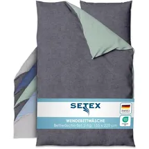 Setex Wendebettwäsche Meliert Grau/Grün 155 x 220 cm + 80 x 80 cm