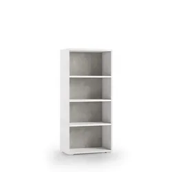 Dmora Bücherregal Giacinto, Bibliothek mit 3 verstellbaren Einlegeböden, Bücherregal, Schrankwand mit Regalen, 60x30h130 cm, Weiß und Beton