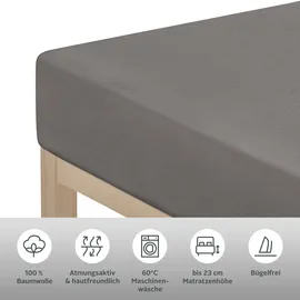 Andas Greta Jersey 90 x 200 - 100 x 200 cm anthrazit