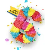 Party Factory – Pinata Geburtstagsdeko für Kinder zum Befüllen & aufhängen – Bunte Schlag-Piñata als Party Deko in 50x35x8 cm für Kindergeburtstag & Mottopartys – Partyspiel Pinjata mit der Zahl 6