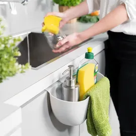 Navaris 2x Auffangschale für Küchenabfälle zum Einhängen - 2er Set Mülleimer Abfall Behälter für Bio Müll - Abfalleimer in Grau Weiß