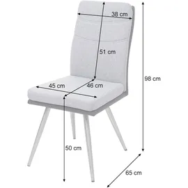 Mendler 2er-Set Esszimmerstuhl HWC-G54, Küchenstuhl Stuhl, Textil/Kunstleder Edelstahl gebürstet ~ grau